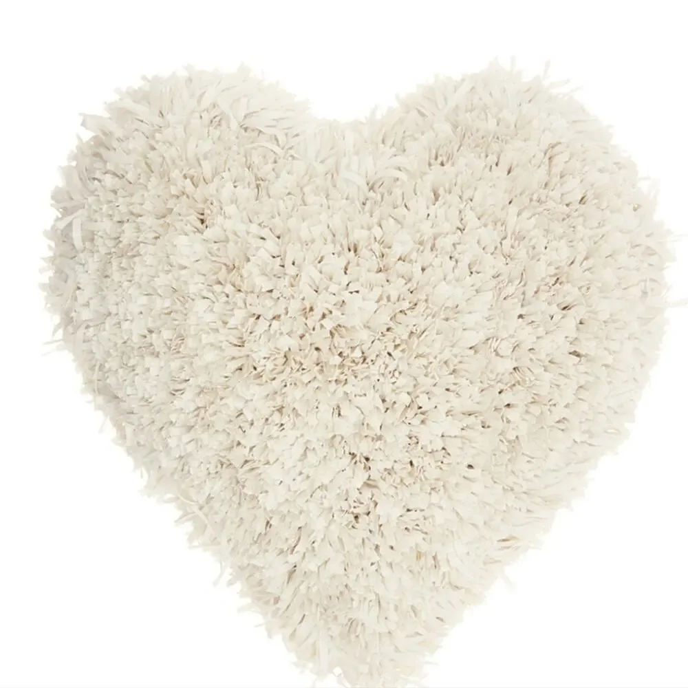 Heart Cream Shag Throw Pillow by Nourison Mina Victory 18x18